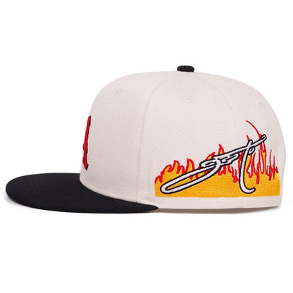 Red Letter Flat Brim Baseball Cap Unisex Outdoor Sun Hat