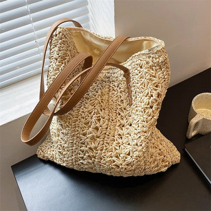 Large  Straw Vintage Beach  One Shoulder Shopping  Bag