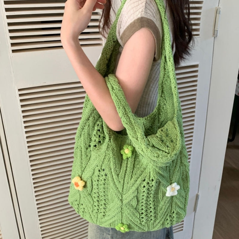 Crochet Tote Bag Simple Wool Knitted Bag