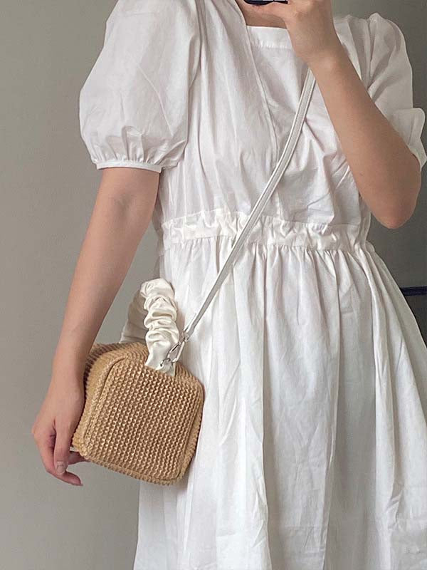 Casual Weave Contrast Color Handbags Accessories