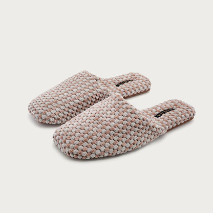 Color Block Cozy Textured Woven Slippers