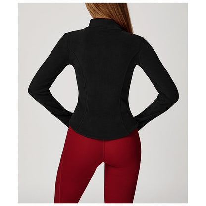 Solid Color Slim Fit Fleece Jacket