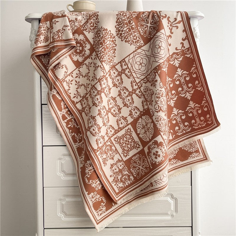 Jacquard Fringed Cashmere-Like Scarf