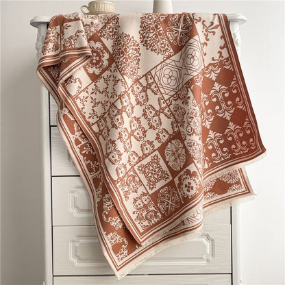 Jacquard Fringed Cashmere-Like Scarf