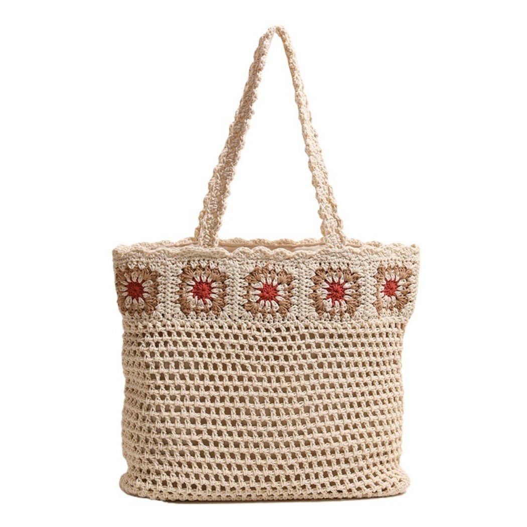 Cosbai - Large Crochet Flower Shoulder Bag - Vintage &amp; Spacious