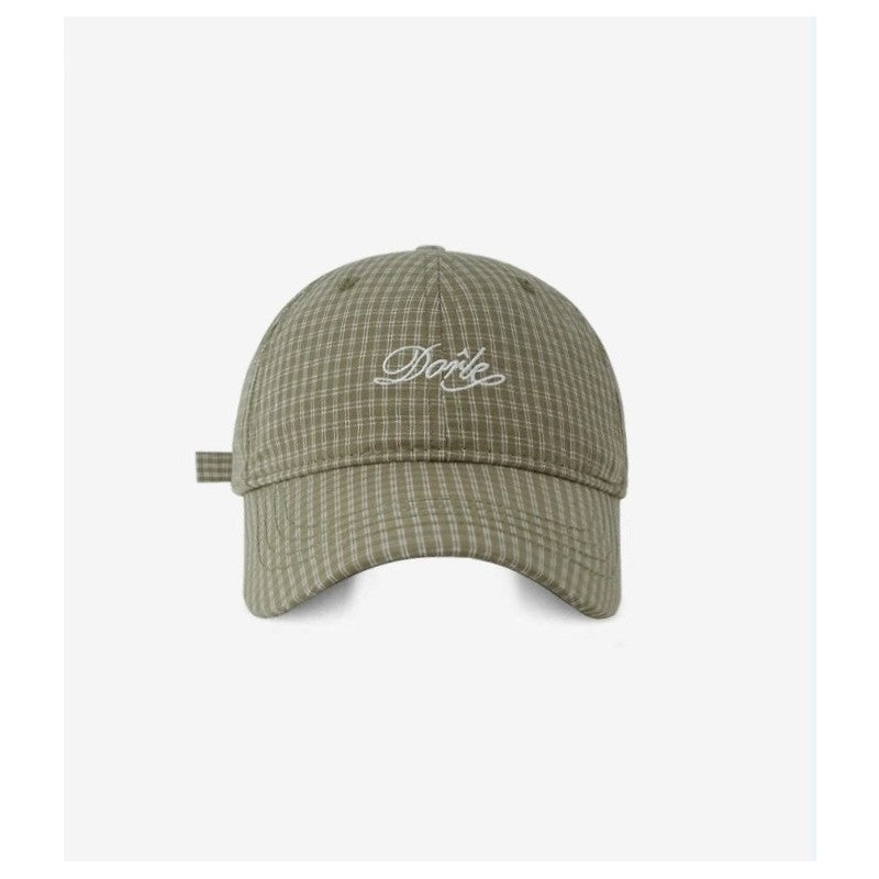 Embroidered Checkered Baseball Cap With Letters