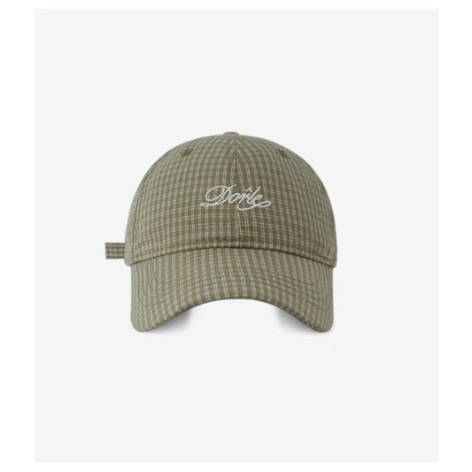 Embroidered Checkered Baseball Cap With Letters