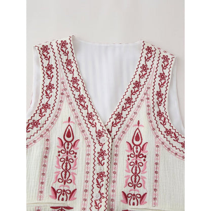 Crosa - Embroidered V-Neck Top – Classic &amp; Versatile