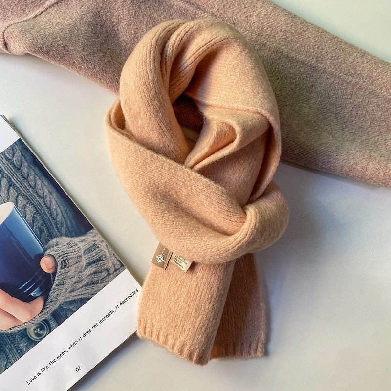 Solid Color Knitted Woolen Scarf