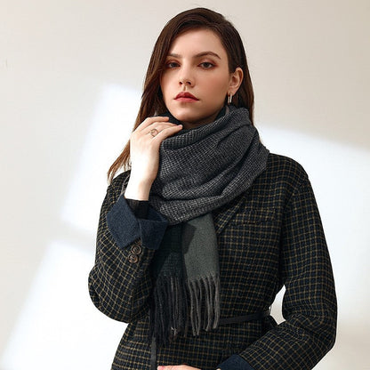 Warm Imitated Cashmere Tassled Shawl Scarf