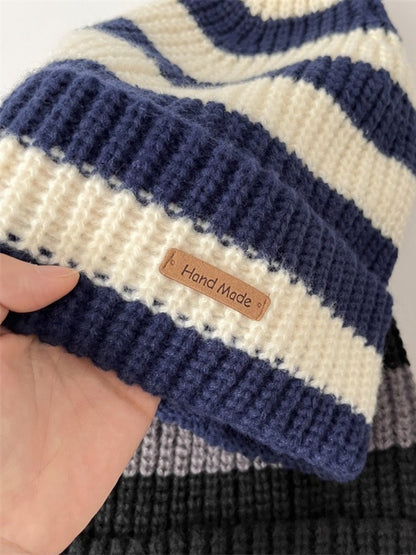 Haila - Cozy Striped Knitted Beanie for Women