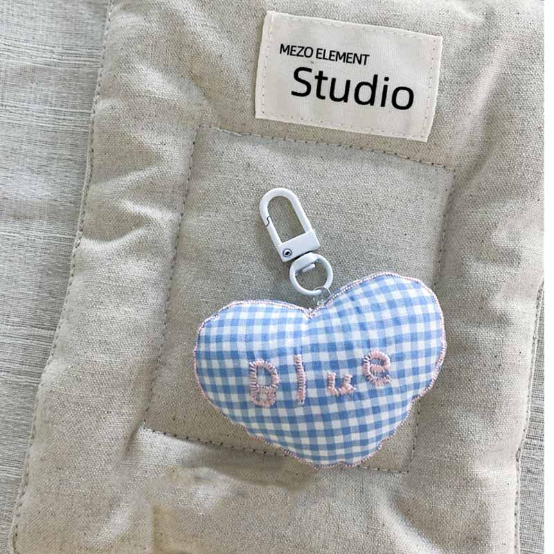 Sweet Checkered Heart Pendant Bag Charm