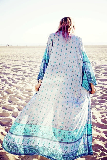 Chiffon Floral Loose Plus Size Beach Long Cover-Up