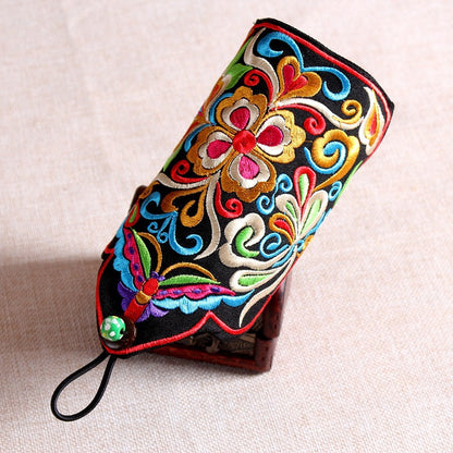 Ethnic Style  Embroidery Triangle Bracelet Warm Fingerless Gloves Retro Style Embroidery Trend