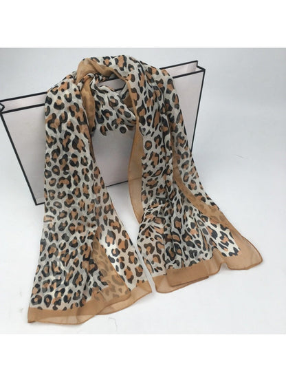 Scarvii - Chiffon Scarf with Leopard Print