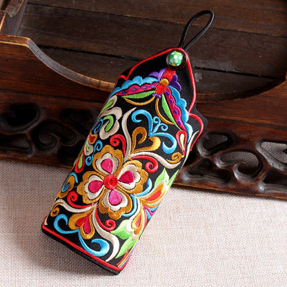 Ethnic Style  Embroidery Triangle Bracelet Warm Fingerless Gloves Retro Style Embroidery Trend