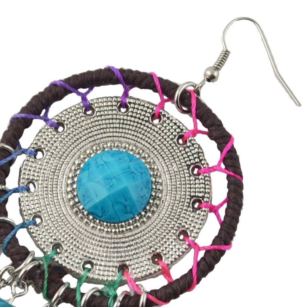 5 Colors Bohemia Feather Dream Catcher Tassels Earrings Accessories