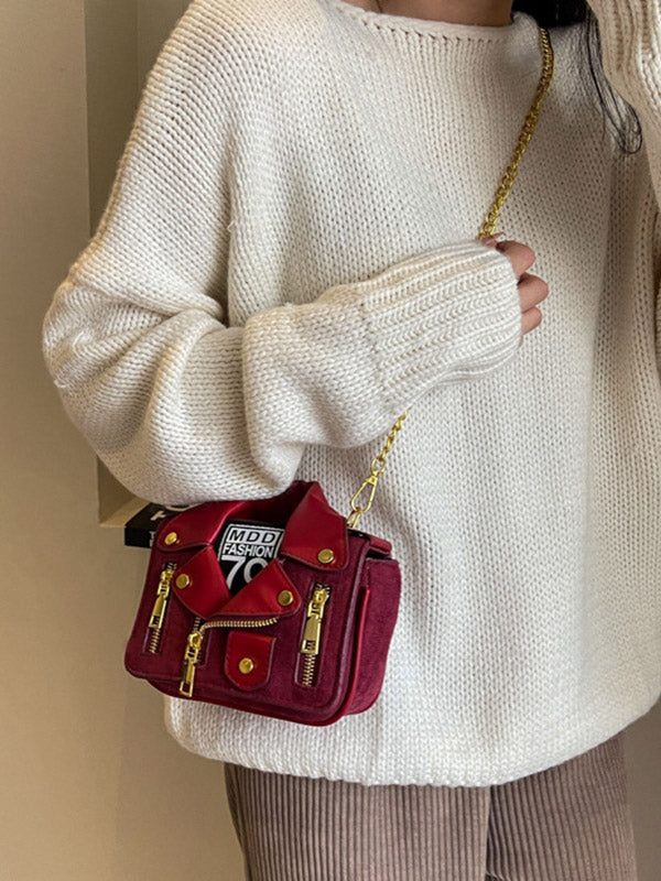 Chains Geometric Zipper Bags Crossbody Bags Handbags