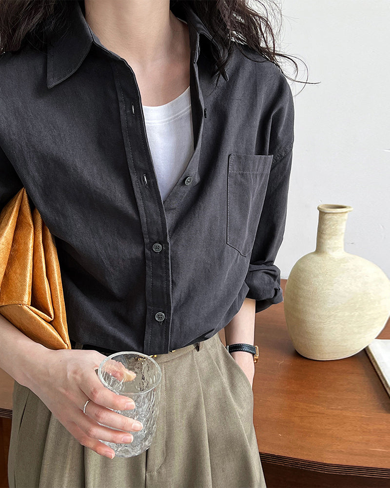 Long Sleeves Loose Blouses&Shirts Tops Outerwear Tops