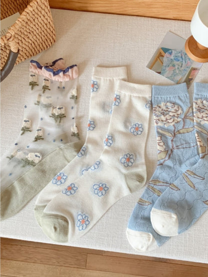 Rufia - Vintage Blue Crew Socks