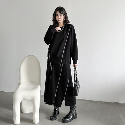 Contrast Panel Zip Up Sweatshirt