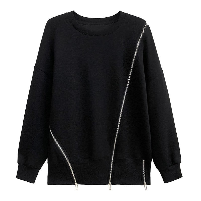 Contrast Panel Zip Up Sweatshirt