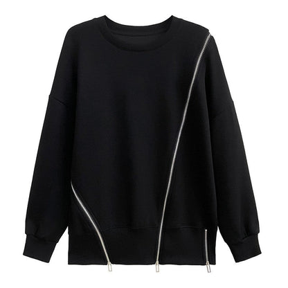 Contrast Panel Zip Up Sweatshirt
