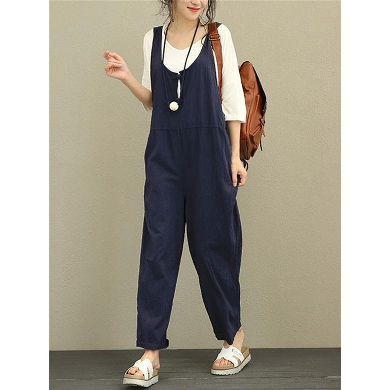 Leisure Solid Color Baggy Jumpsuit