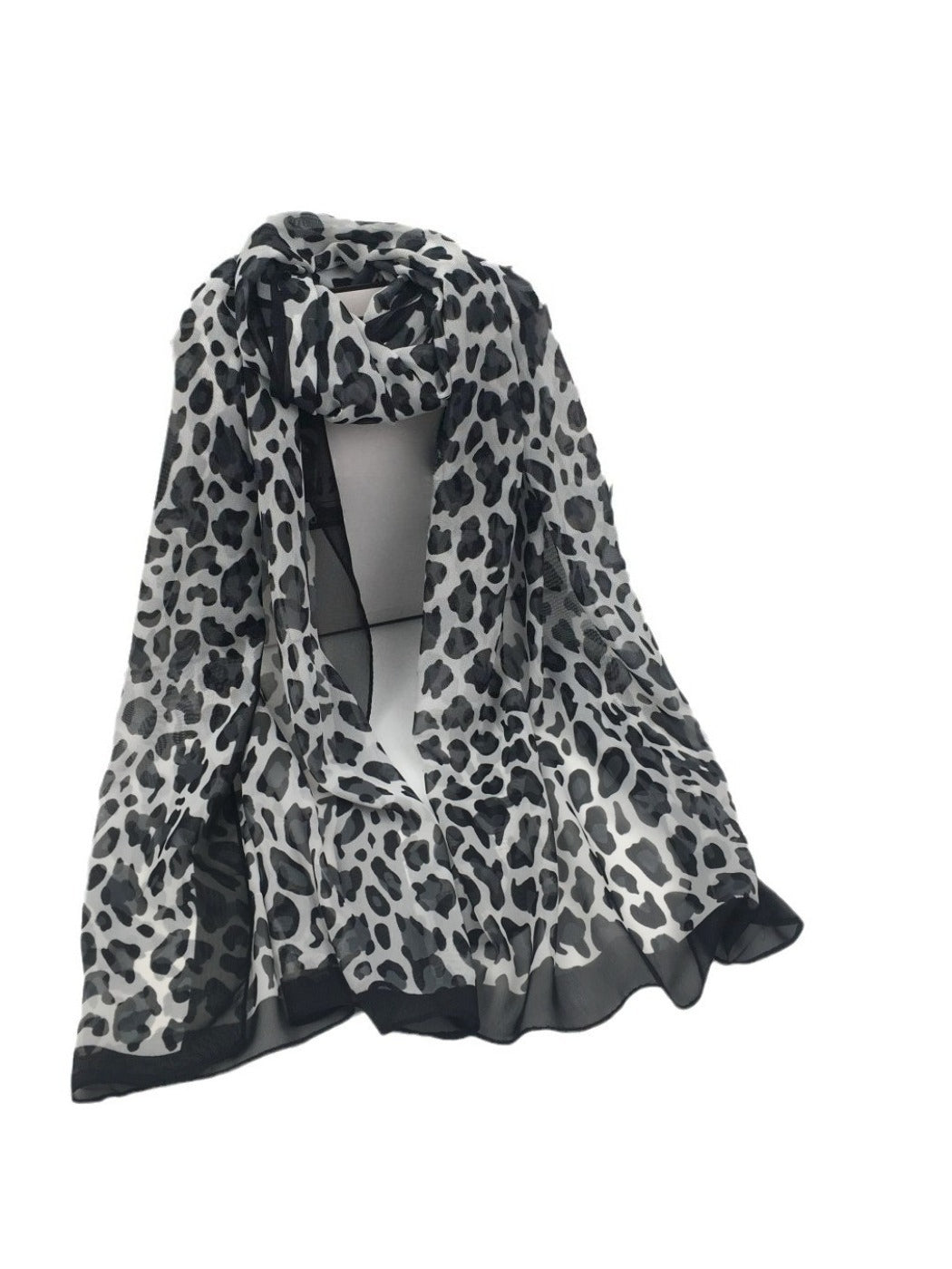 Scarvii - Chiffon Scarf with Leopard Print