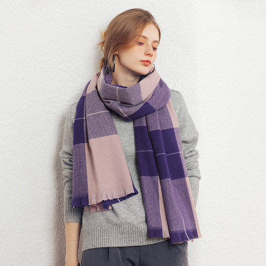 Plaid Fringe Warm Scarf