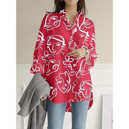 High-Low Long Sleeves Buttoned Figure Pockets Split-Side Lapel Blouses&Shirts Tops