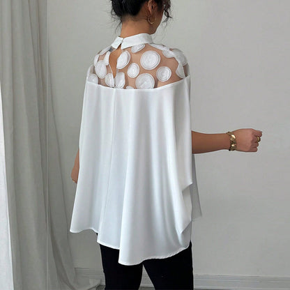 Loose Mesh Shoulder Cutout Shirt