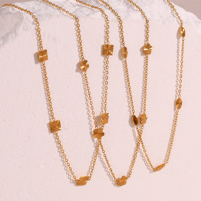 2+ Simple Flower Square Chain Necklaces