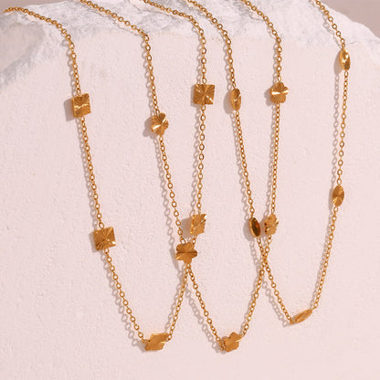 2+ Simple Flower Square Chain Necklaces