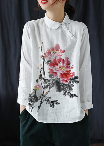 Chic White Clothes Lapel Button Down Spring Blouses