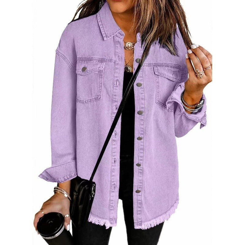 Solid Color Denim Shirt