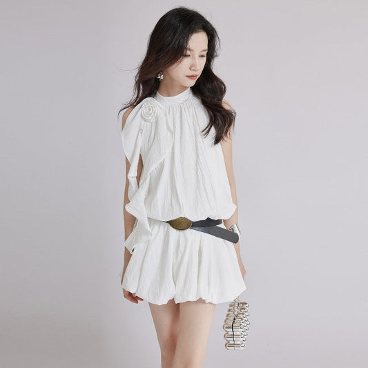 White Halter Neck Dress