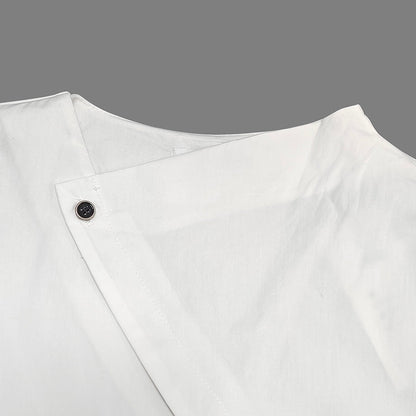 Long Sleeves Asymmetric Buttoned Split-front Blouses&shirts Tops