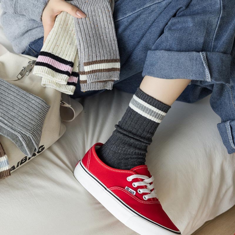 Minimalist Striped Color Block Crew Socks