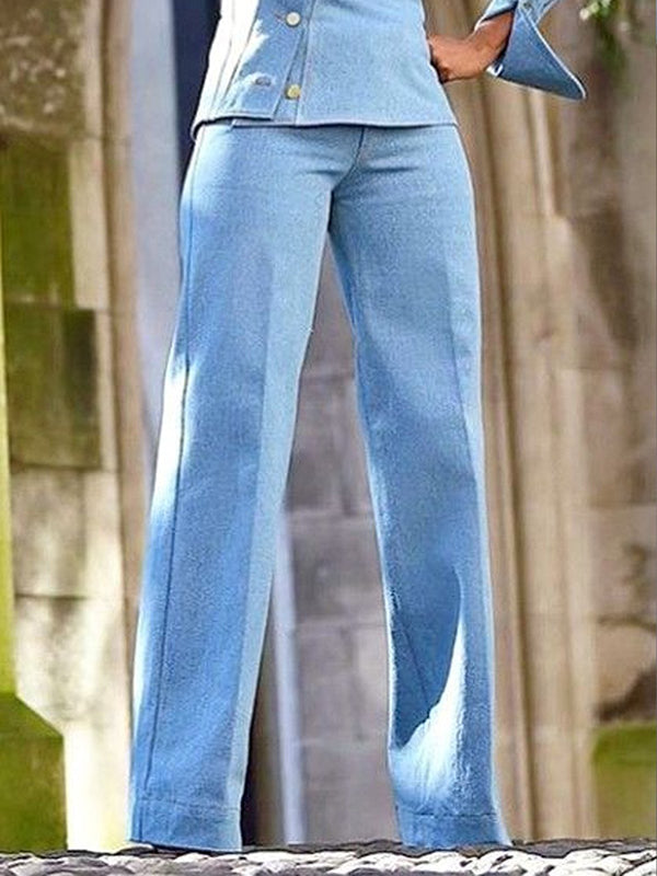 Asymmetrical Buttoned Hollow Lapel Pants Set