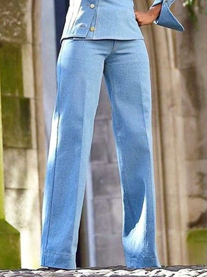 Asymmetrical Buttoned Hollow Lapel Pants Set