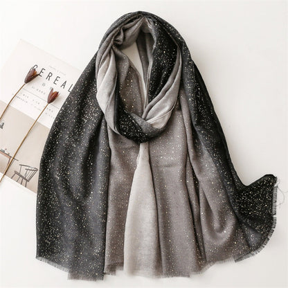 Scarvii - Color-Block Gradient Gold Dots Scarf