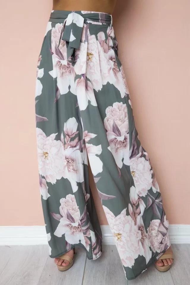 Floral Print High Waist Loose Wide Leg Pants
