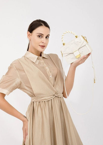 Mini Top Handle Bag Polyurethane Faux Leather Lace Detail