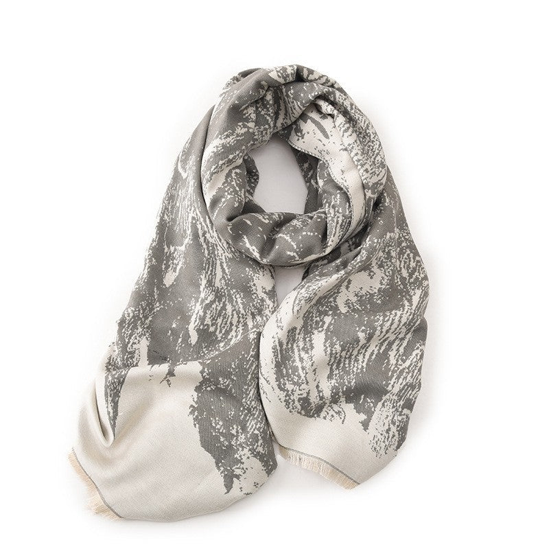 Jacquard Fringed Cashmere-Like Scarf