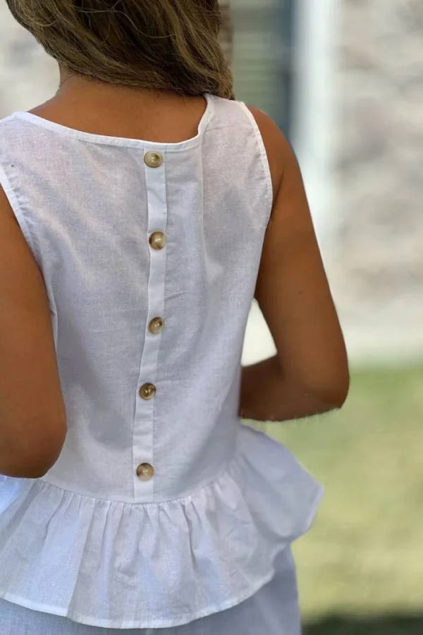 Cotton And Linen Solid Color Sleeveless Top \u0026 Wide Leg Pants Two-Piece Set