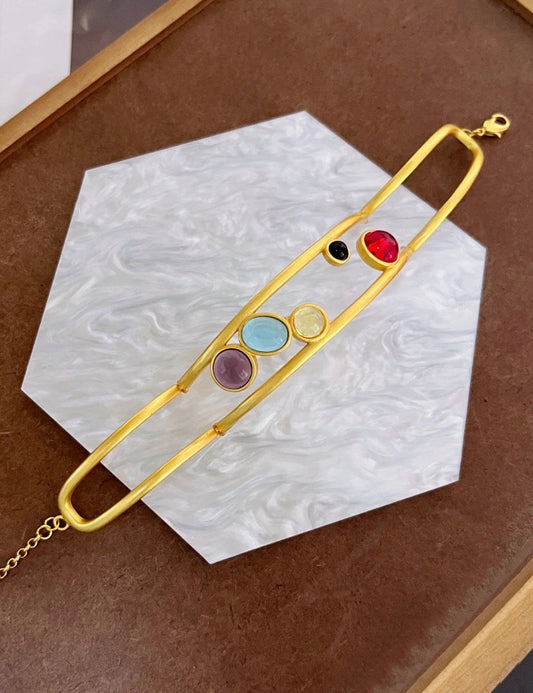 Colorful Gemstone Hollow Out Bracelets