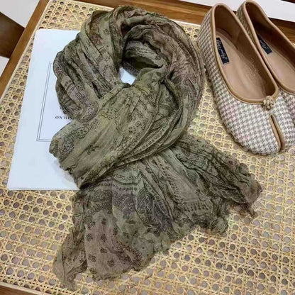 Scarvii - Vintage Pattern Lightweight Pleated Scarf