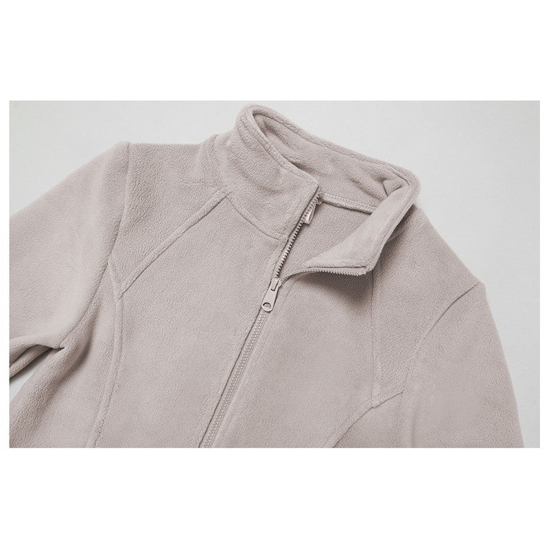 Solid Color Slim Fit Fleece Jacket