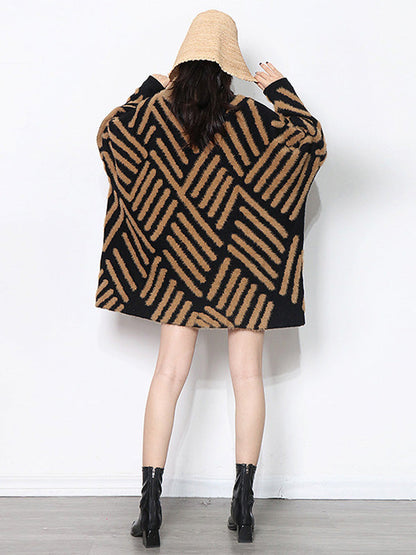 Urban Loose With Belted High-Neck Knitting Sweater
